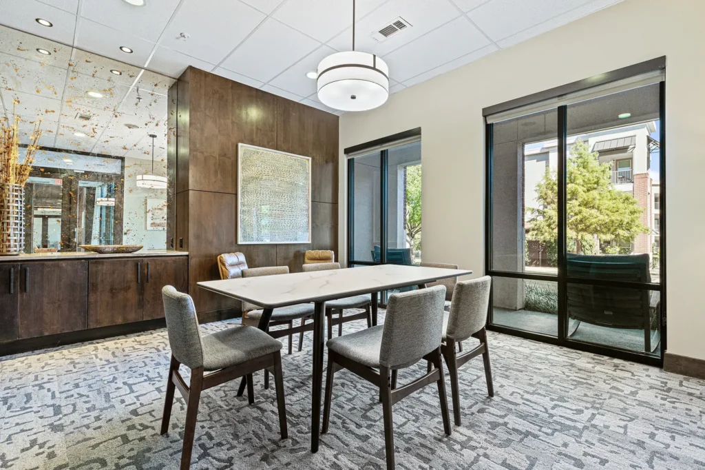 Clubhouse business center with conference table