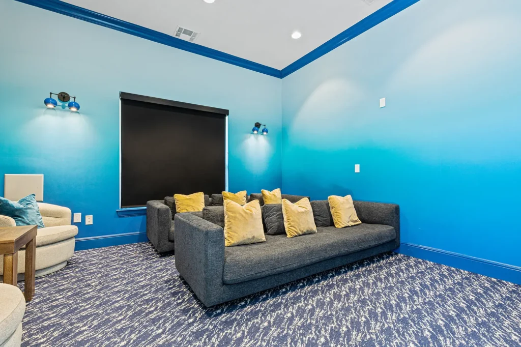 Clubhouse lounge with sofas and tables