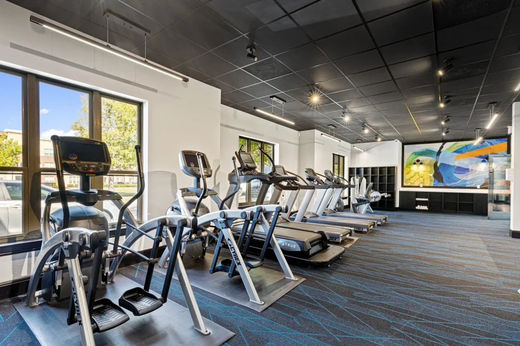 Fitness center with cardio machines and strength training equipment