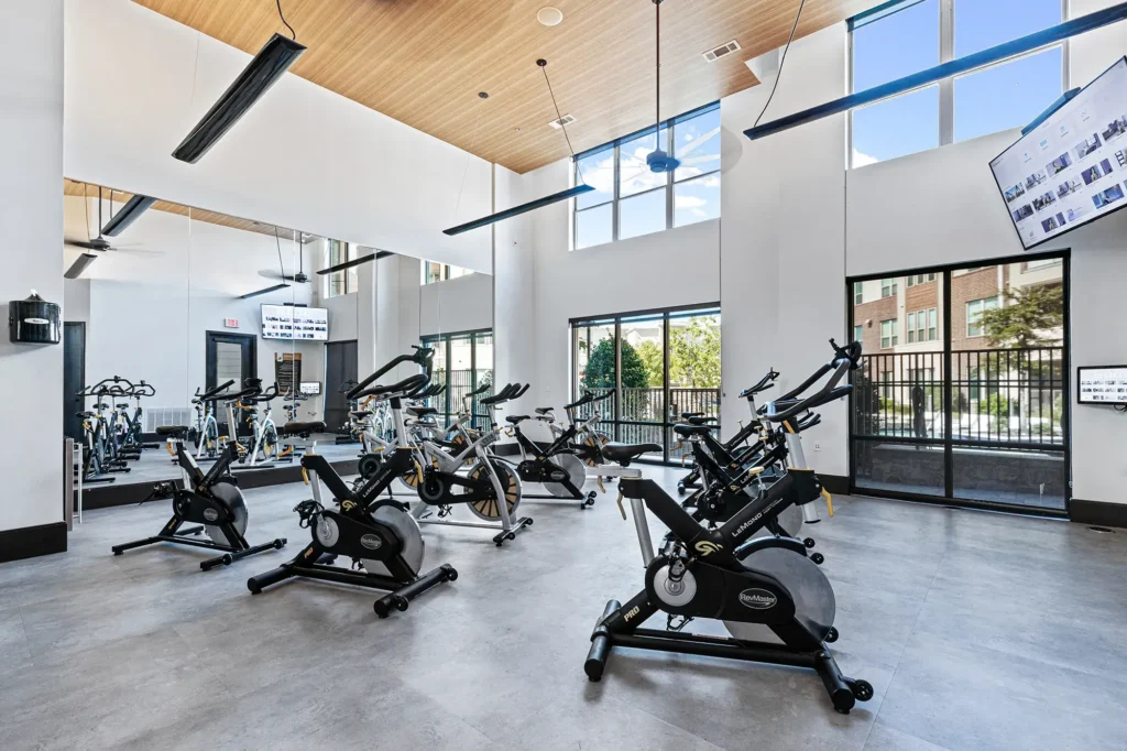 Fitness center with two story cycling room